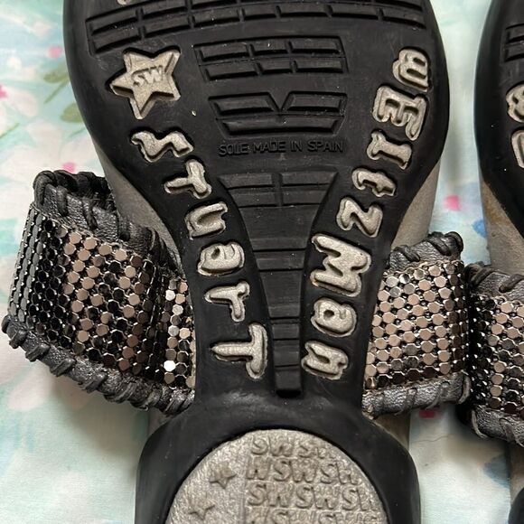 Stuart Weitzman T Strap Thong Sandals Metal - 7.5 - Picture 7 of 13